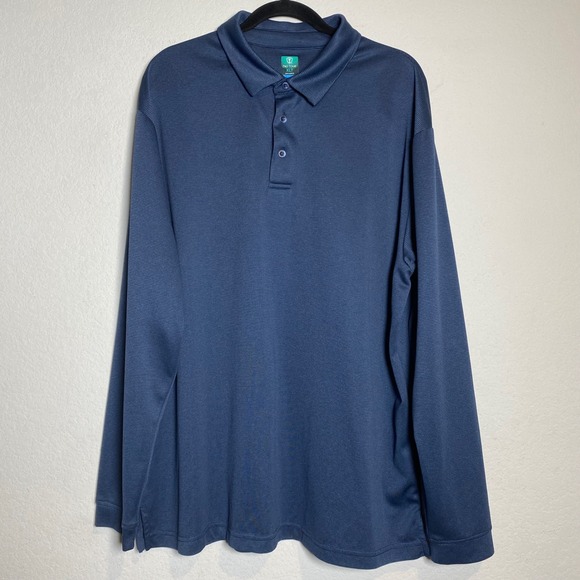 PRO TOUR Other - PRO‎ TOUR XLT Mens Long Sleeve Golf Polo Shirt Coolplay Fabric Navy Blue Tall